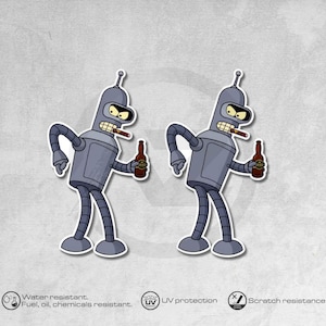 2x Bender Stickers, Magnets, Car, Bike, Laptop, Water Bottle High Quality Vinyl stickers