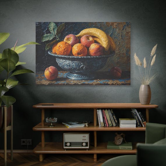 Fruit Still Life Canvas Art Print, Vintage Home Decor, Kitchen Wall Art, Gift for Fruit Lovers, Art for Dining Room