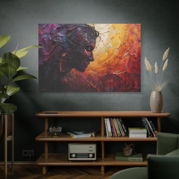 Phoenix of the Mind, Canvas Art Print, Abstract Portrait Wall Decor, Modern Home Decor, Gift for Art Lovers, Unique Artwork for Any Space.