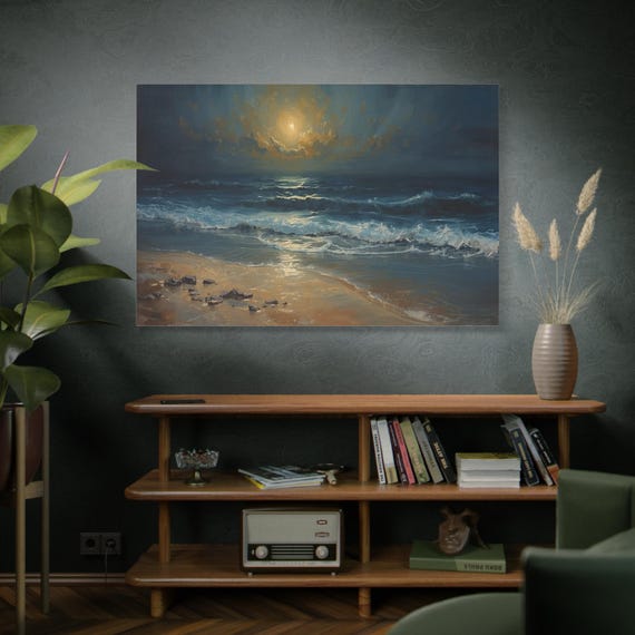 Midnight Tides: Dramatic Seascape Canvas Print