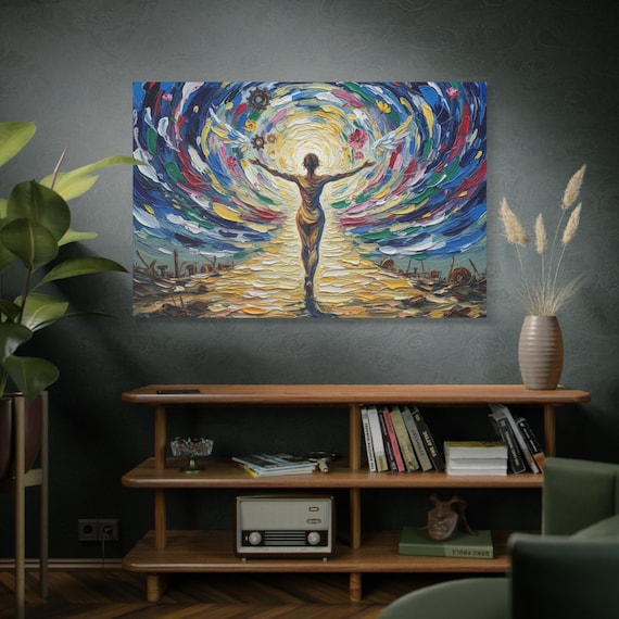 Ascension of Hope, Stretched Canvas Art Print, Colorful Abstract Wall Decor, Home Office Decoration, Motivational Gifts, Uplifting Artwork