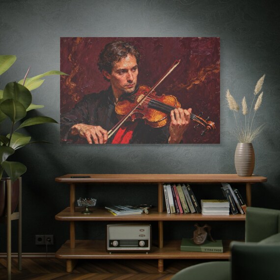 Symphony of the Soul,Artistic Violinist Canvas Print, Music Wall Art, Living Room Decor, Gift for Music Lovers, Classical Art piece