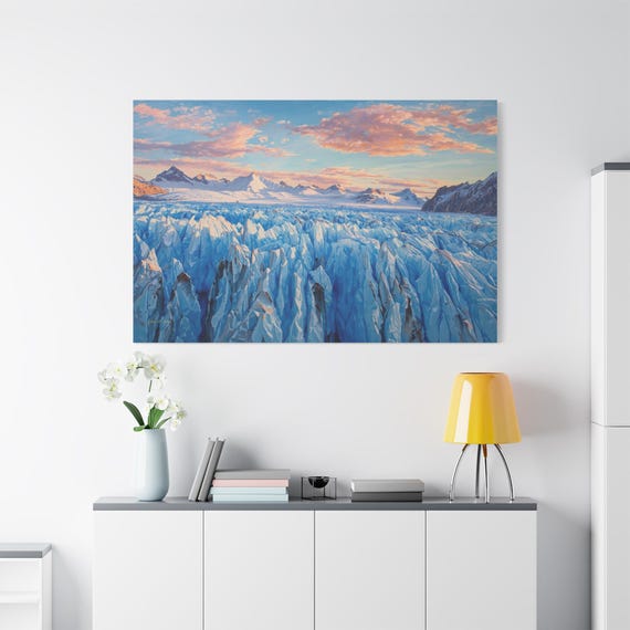 Patagonia Glacier Canvas Print - Ice Landscape Wall Art - Blue Mountain Sunrise Print - Winter Nature Decor - Majestic Scenery Art
