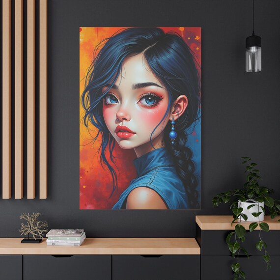 Starlit Gaze Canvas Print: Colorful Home Art Decor Size 40'X60"