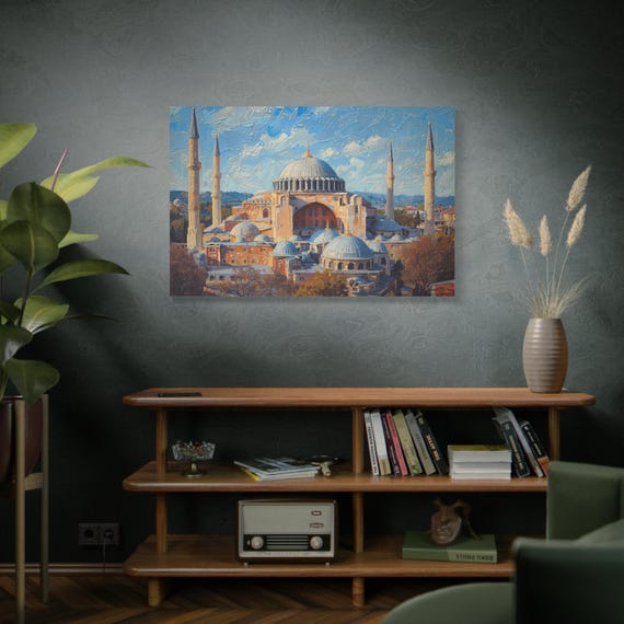 Sanctum of the Sky, Stretched Canvas Art, Hagia Sophia Print, Home Decor, Wall Art, Gift for Art Lover, Cultural Décor, Religious Art