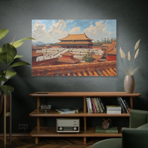 Forbidden City Rooftop View Print - Beijing Palace Art - Imperial China Architecture - Impasto Travel Print - Asian Decor -Historic Landmark