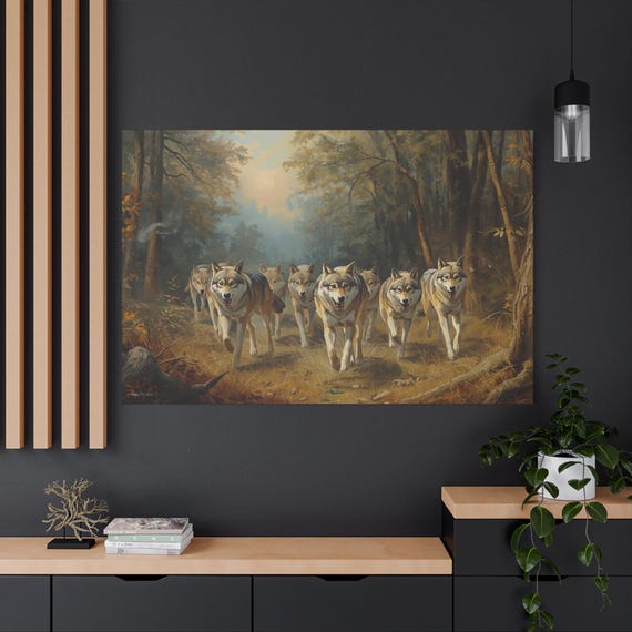 Wolf Pack Canvas Print: Forest Wildlife Art
