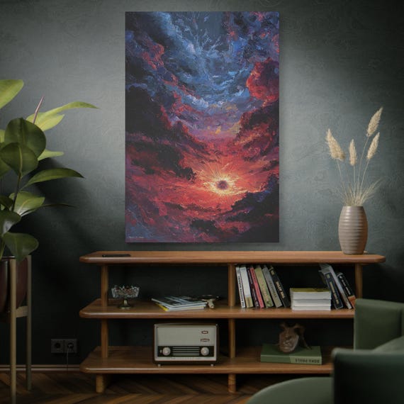 Canvas Wall Art, Abstract Sunset, Home Decor, Gift for Art Lovers, Colorful Nature Painting, Unique Wall Decor