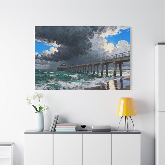 The Breaking Storm, Coastal Home Decor, Unique Gift for Beach Lovers, Nautical Seascape, Ocean Storm Art Print, Modern Art.