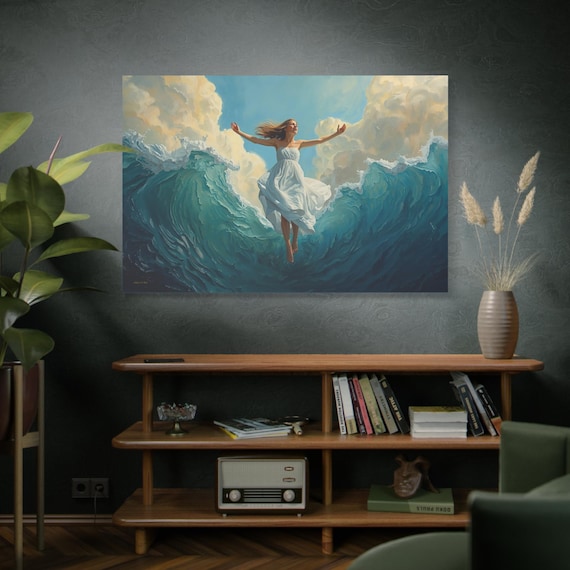 Ascension Above the Tide, Living Room Art, Seascape Wall Decor, Inspirational Artwork, Gift for Beach Lovers, Home Decor, Ethereal Wall Art.