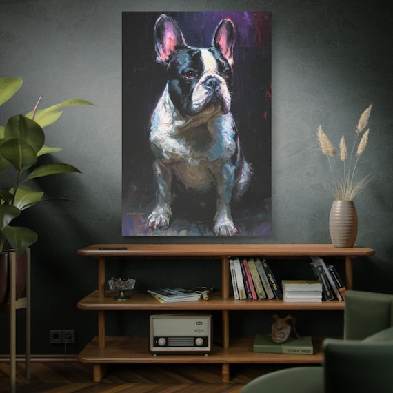 French Bulldog Art Canvas Print, Pet Wall Decor, Dog Lover Gift