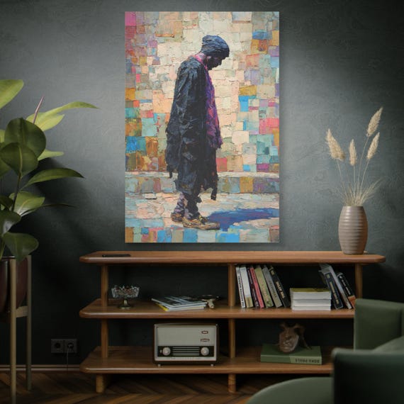 Walk of Contemplation, Abstract Background, Mosaic Wall Print, Contemporary Portrait, Colorful Abstract, Modern Studio Art,Expressionist Art