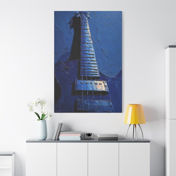Blue Guitar Canvas Art: Modern Musician Home Decor