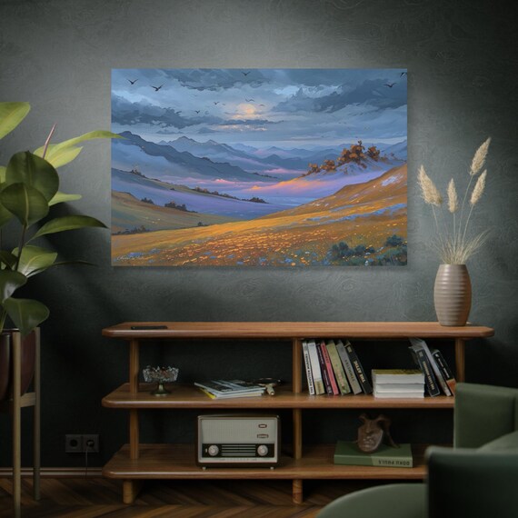 Pastel Horizon, Mountain Canvas Print, Wall Art Decor, Nature Artwork for Home, Perfect for Gifts, Meditative Living Space.