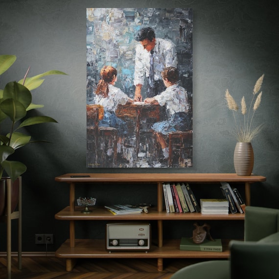 The Transfer of Knowledge, Inspirational Teacher Canvas Art, Classroom Decor, Educational Gift, Motivational Wall Art, Teacher Appreciation.