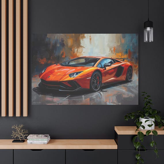 Lamborghini Aventador Matte Canvas: Sports Car Wall Art