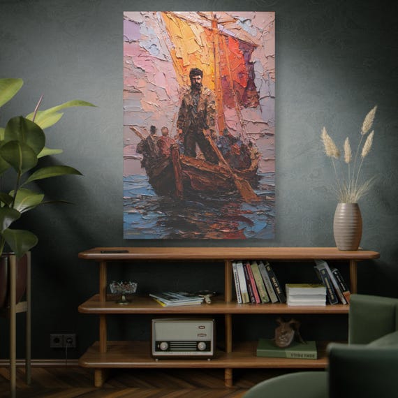 The Captain of Light,Stretched Canvas Art Print, Nautical Decor, Boat Wall Art, Unique Home Decor, Seascape Art, Maritime Enthusiast Gift