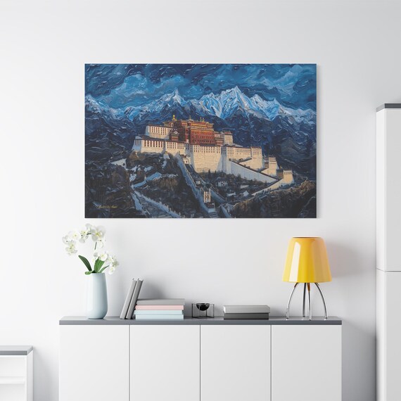 Potala Palace Canvas Print - Tibet Architecture Art - Himalayan Mountain Priint - Buddhist Spiritual Decor - Impasto Travel Gift