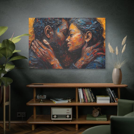 Palette of Love, Romantic Canvas Art Print, Love Wall Decor, Anniversary Gift, Couple Artwork, Home Decoration