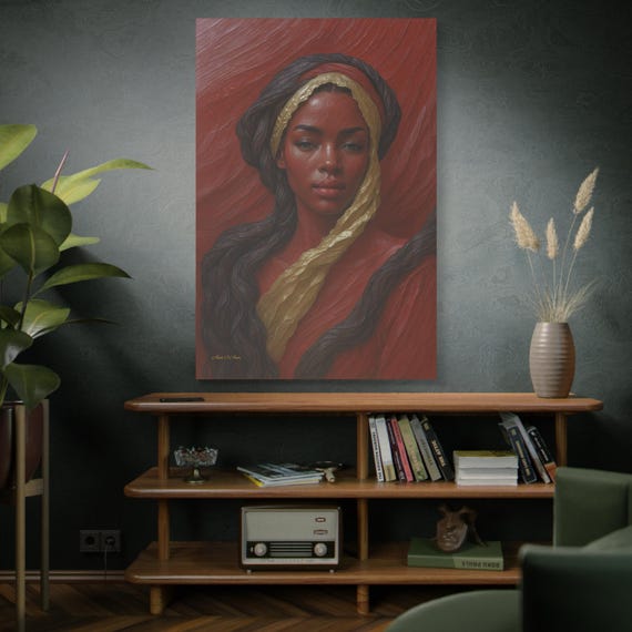 Scarlet Empress, Canvas Print - Regal Portrait of Woman, Home, and Office Decor.
