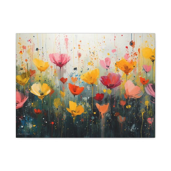 Floral Canvas Print: Colorful Noise Garden Wall Art