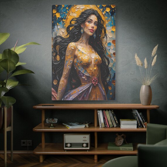 Golden Hour Muse,  Boho Wall Art, Ethereal Decor, Gallery Canvas, Romantic Art, Bedroom Wall Art, Colorful Print.