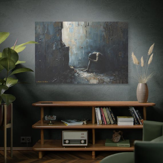 Lumen of Despair, Matte Canvas Wall Art, Abstract Emotion Art, Home Decor for Living Room, Bedroom Wall Decor, Print with Figure