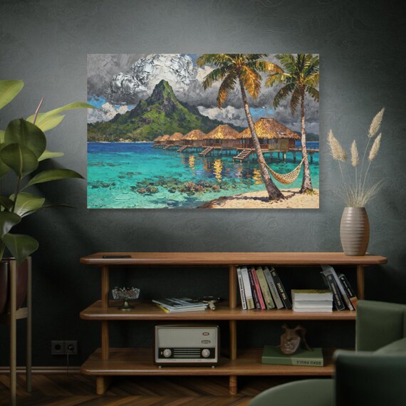 Bora Bora Dreams, Canvas Art, Relaxation Decor, Beach House Wall Art, Vacation Vibes, Ocean Landscape, Gift for Nature Lovers