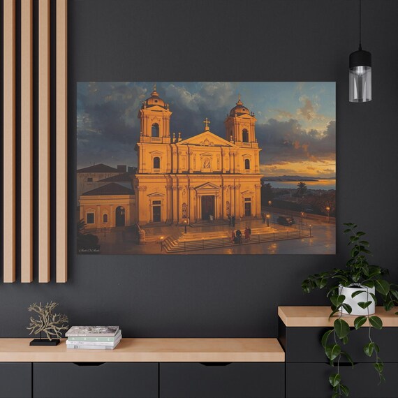 Chiquinquira Basilica Sunset Canvas Print - Architecture Wall Art