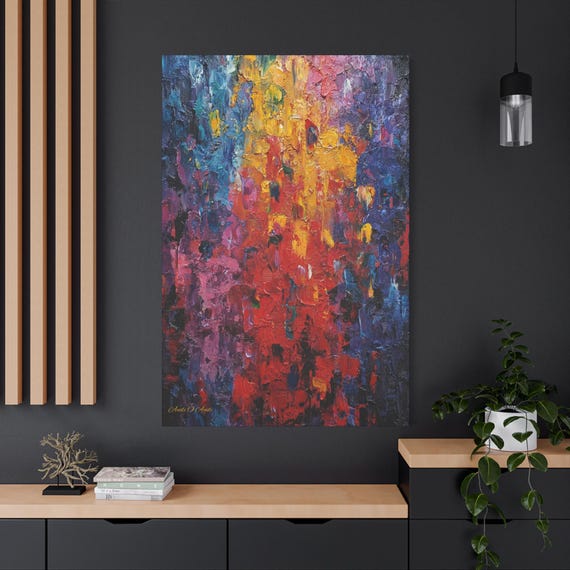 Vertical Inferno,  Abstract Canvas Print Art, Colorful Wall Decor, Modern Home Artwork, Office Decor, Gift for Art Lovers, Color Explosion.