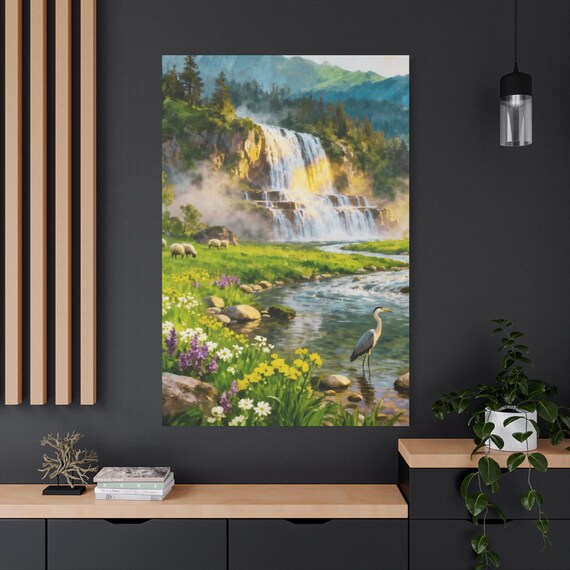 Harmony Falls Matte Canvas Print: Elegant Home & Office Decor (40"x60")