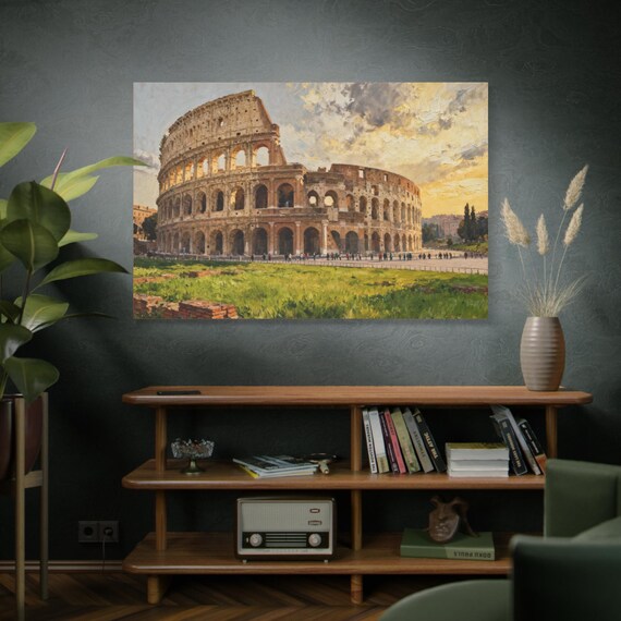 Echoes of Empire, Stretched Canvas Print of the Colosseum, Home Decor Art, Wall Art, Italian Architecture, Italy Travel Decor
