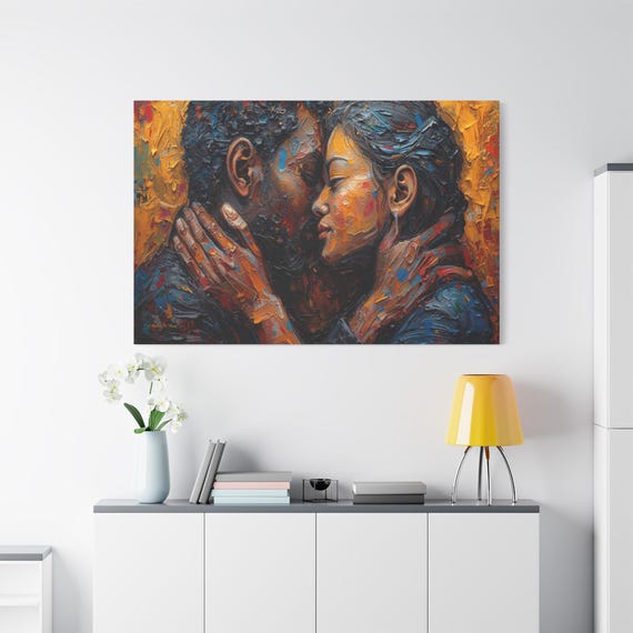 Palette of Love, Romantic Canvas Art Print, Love Wall Decor, Anniversary Gift, Couple Artwork, Home Decoration