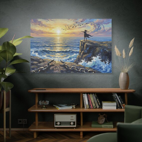 Unbound at Dawn, Ocean Sunset Wall Art, Coastal Home Decor, Inspirational Canvas Print, Motivational Art, Beach Wall Decor