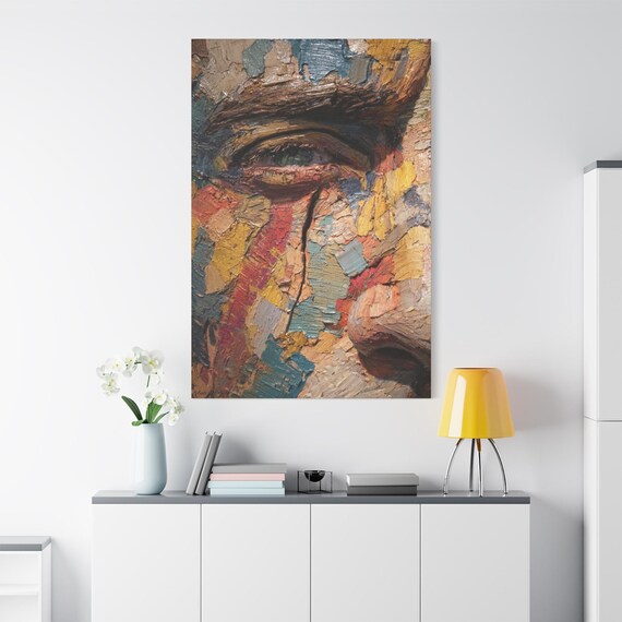 Textured Gaze, Artistic Stretched Canvas Print, Wall Art Decor, Gallery Style Artwork, Home Decor, Unique Gift for Art Lovers