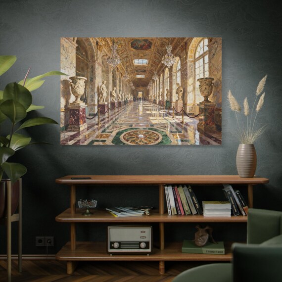 Corridor of Echoes, Elegant Marble Gallery Canvas Print, Fine Art Decor, Art for Home, Gallery Wall, Interior Design, Gift Idea