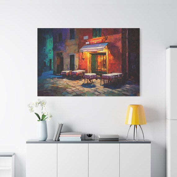 Vintage Pizzeria Canvas Print - Italian Cafe Wall Art - Impasto Trattoria Print - European Cityscape Decor - Dining Room Art - Italy