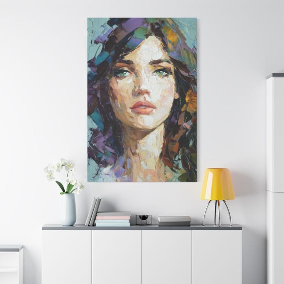 Artistic Canvas Print, Wall Decor, Feminine Portrait, Home Aesthetic, Gift for Art Lovers, Stylish Bedroom Accent