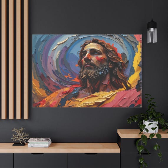 Abstract Jesus Canvas Print - Colorful Christian Wall Art -  Portrait of Christ - Modern Religious Decor - Spiritual Wall Decor - Faith