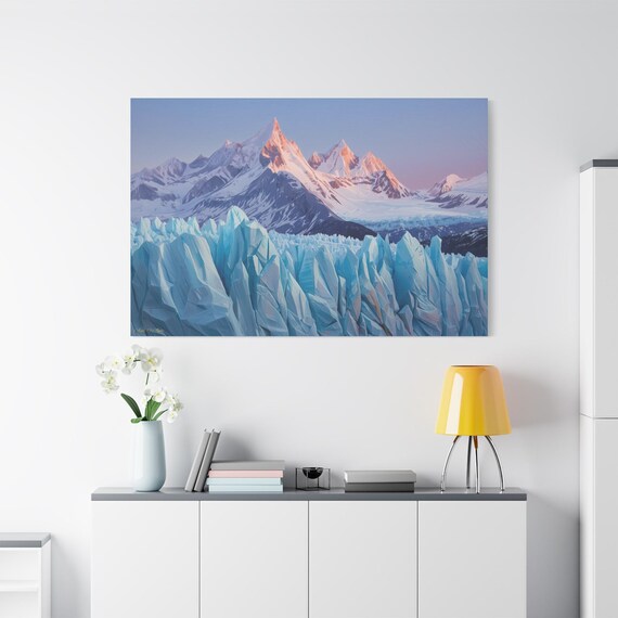 Canvas Print, Rose Dawn on the Ice Cathedral, Matte Wall Art, Nature Lover Gift, Mountain Landscape Decor, Stretched Canvas Art, Home Decor,
