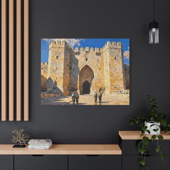 Damascus Gate Canvas Art: Jerusalem Travel-Inspired Wall Decor