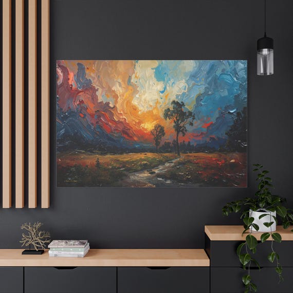 Sunset Landscape Canvas | Matte Stretched Canvas Wall Art