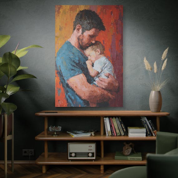 Emotional Matte Canvas Art, Family Love Wall Decor, Nursery Decoration, Gift for New Parents, Heartwarming Artwork