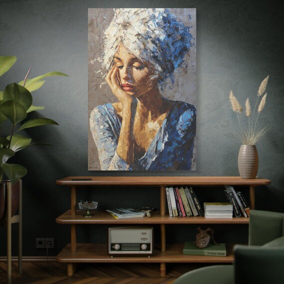 Silent Reverie, Artistic Stretched Canvas Print, Modern Home Decor, Wall Art, Inspirational Gift, Abstract Woman Portrait, Gallery Wall