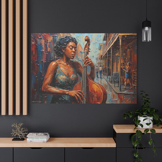Streetlight Serenade,Colorful Jazz Canvas Art, Music Wall Decor, Gift for Music Lovers, Home Aesthetic Decoration, Jazz Inspired Art Piece