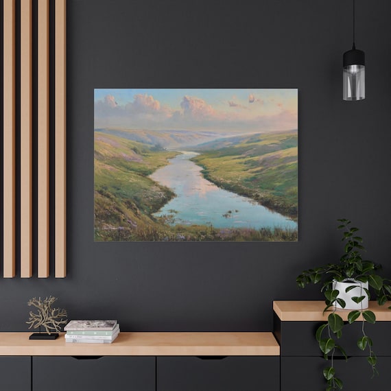 Ethereal Fantasy Canvas Print - Mystical White Stag Wall Art - Celestial Moon Print - Whimsical Forest Decor - Magical Landscape Canvas