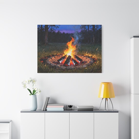 Campfire Artwork Print, Relaxing Home Décor, Cozy Wall Art, Nature Scene