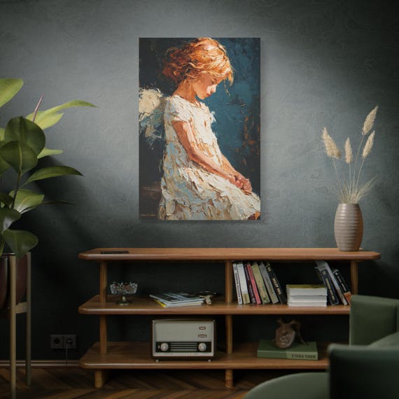 Echoes of Innocence, Angel Canvas Art, Nursery Decor, Baby Shower Gift, Home Wall Art, Spiritual Artwork, Kid's Room Decor