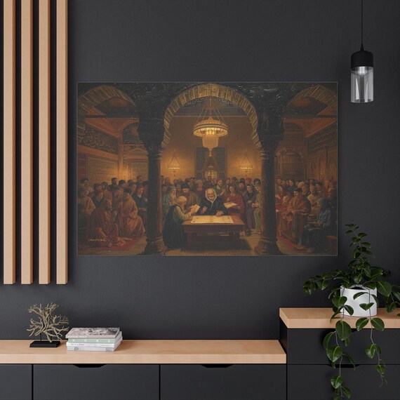 House of Wisdom Canvas Print - Golden Age of Baghdad Art - Impasto Scholar Print - Dark Academia Decor - History Teacher Gift - Library Art