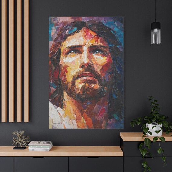Jesus Christ Canvas Print - Modern Christian Wall Art - Impasto Jesus Portrait - Religious Home Decor - Spiritual Art - Textured Look